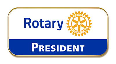 Rotary logo with blue background under the word President